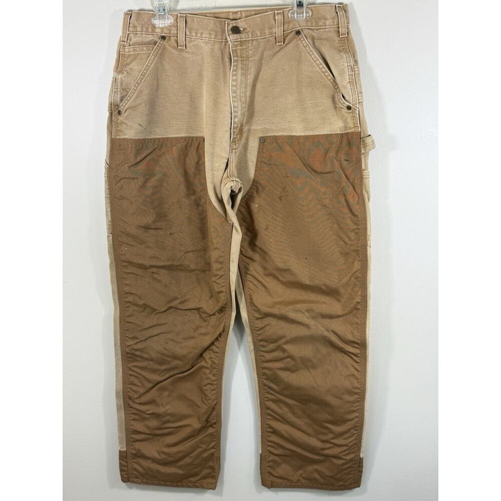 Carhartt Double Knee Carpenter Pants Men's Distressed Canvas Workwear Grunge - Picture 1 of 12